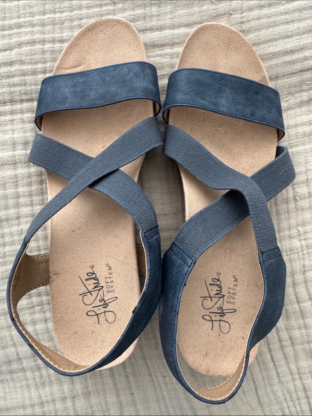 Life Stride Navy Blue Cross-Strap Sandals 8.5M
